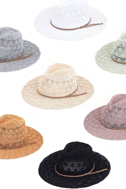 Hana - C.C Horseshoe Lace Knitting Summer Panama Hat
