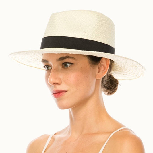 Olive & Pique - Handwoven Ivory Toyo Straw Panama Hat, Adjustable