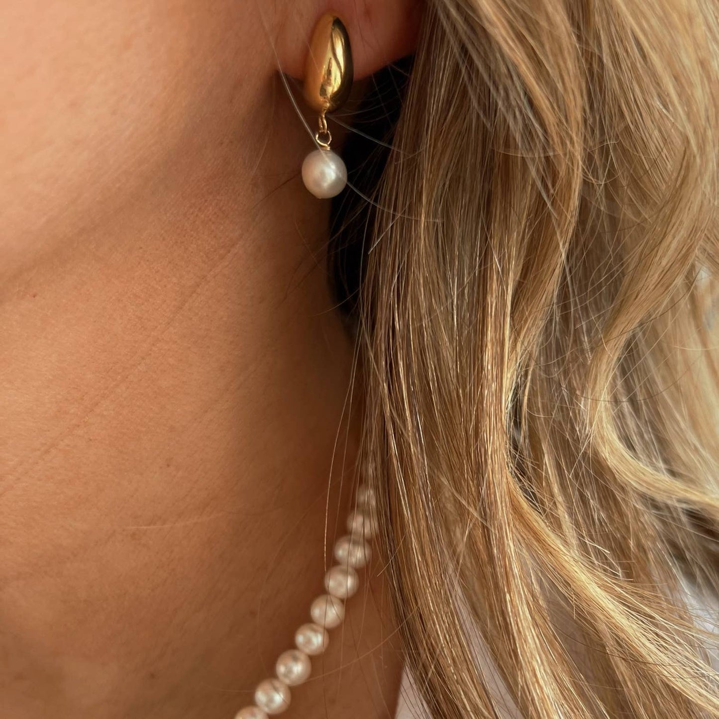 True by Kristy Jewelry - Kira Freshwater Pearl Dome Studs Earrings Gold Filled