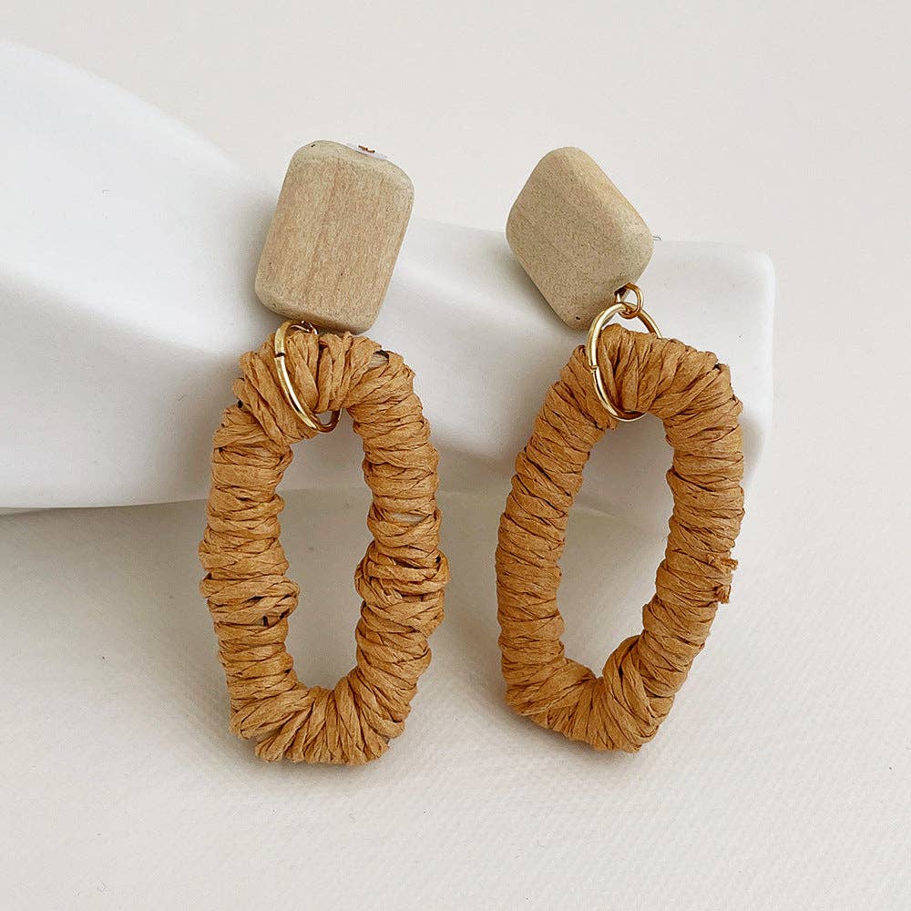 Dipped Shop - Vintage Elegant Wooden Rattan Earrings DPJE1721