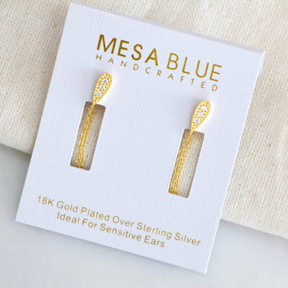 Mesa Blue - CZ Chain Earrings - Hypoallergenic 