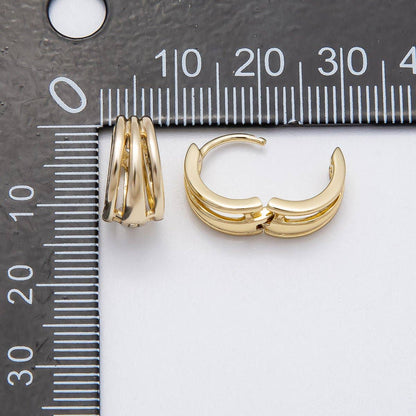Aim Eternal - 14K Gold Filled 14mm Minimalist Triple Band Cartilage Huggie Earrings | Earrings-00276
