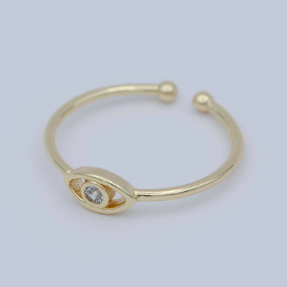 Aim Eternal - Dainty Turquoise Evil Eye Stacking Ring, Gold Minimalist Ring, Simple Open Ring, Thin Adjustable Ring, Amulet Jewelry Gift for her
