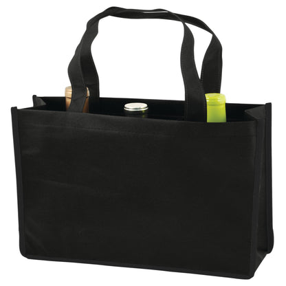 TRUE - Reusable Non Woven Wine Bottle Tote Black ASSORTED SIZES