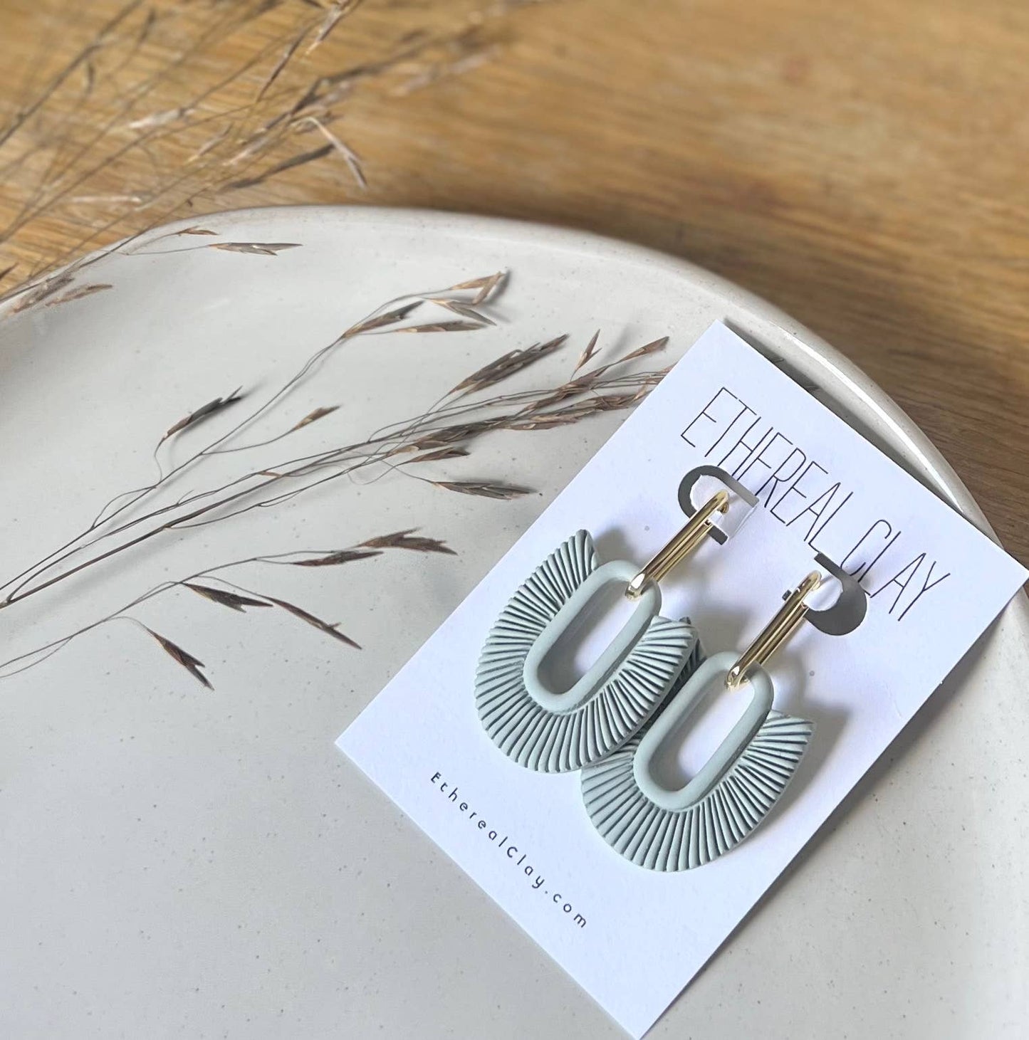 Ethereal Clay - Rectangle Huggie Boho Clay Earrings 