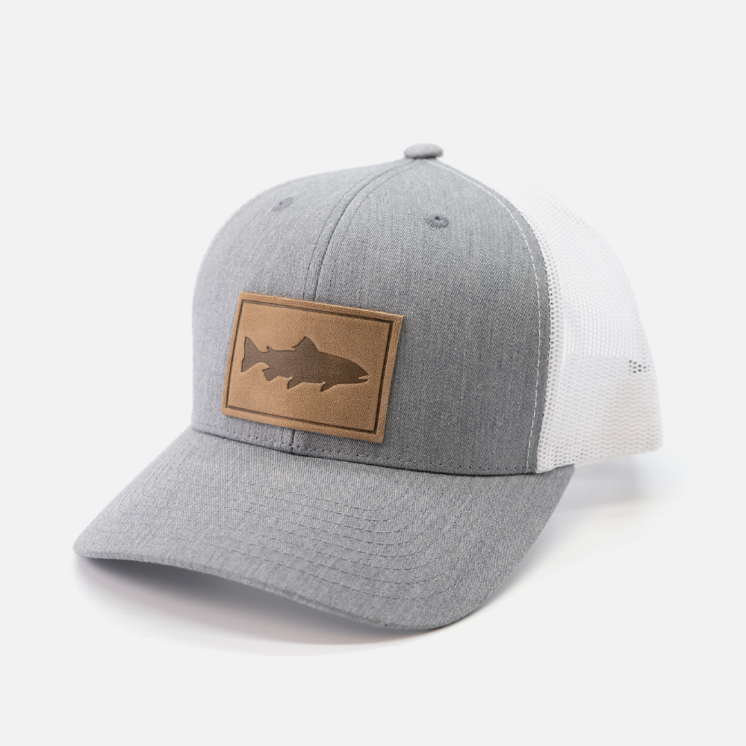 Range Leather Co. - Trout Hat - Leather Patch Trucker Cap