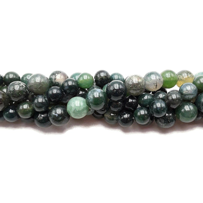 CRCBEADS - Green Moss Agate Smooth Round Beads 4mm 6mm 8mm 10mm Approx 15.5" Strand