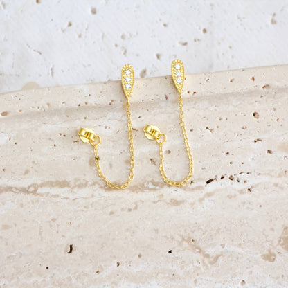 Mesa Blue - CZ Chain Earrings - Hypoallergenic 