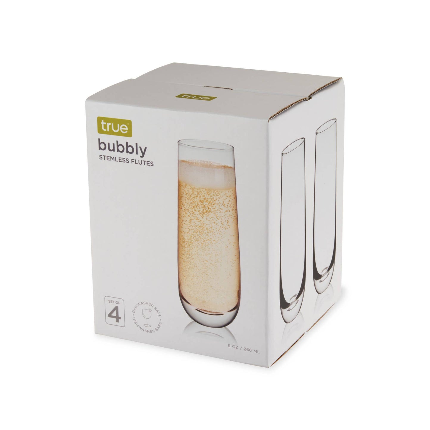 TRUE - Stemless Glass Champagne Flutes - Set of 4