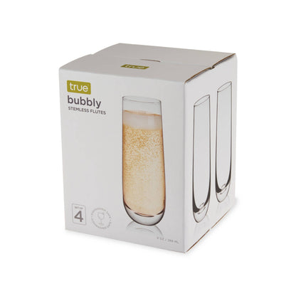 TRUE - Stemless Glass Champagne Flutes - Set of 4