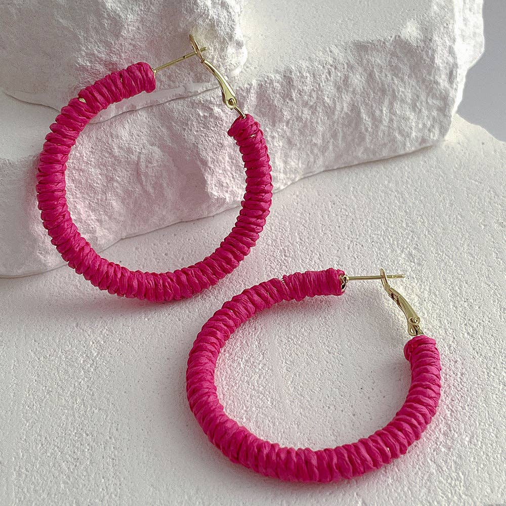 Dipped Shop - Vintage Cool Rattan Circle Hoop Earrings DPJE1719