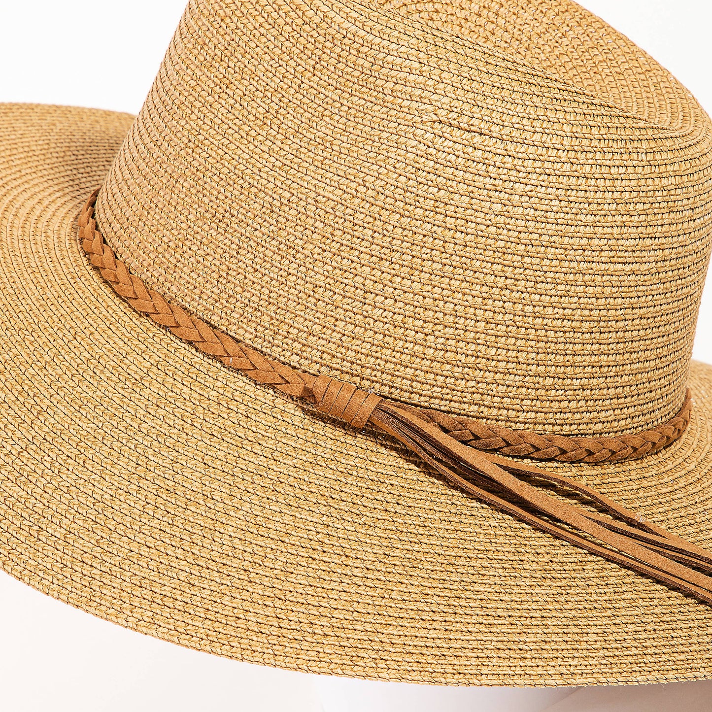 Collections by Fame Accessories - Braided Rope Strap Floppy Brim Sun Hat