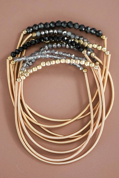 MA101 Mia Accessories - Boho Layered Spring Coil Guitar String Bracelet Set - 6962