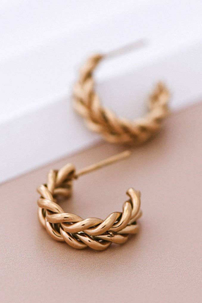 MA207 Mia Accessories - 18K Gold Plated Waterproof Stainless Steel Hoop Earrings - 6883