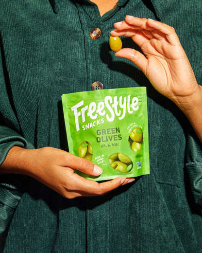 Freestyle Snacks - Green Olives Original 4oz - Freestyle Snacks
