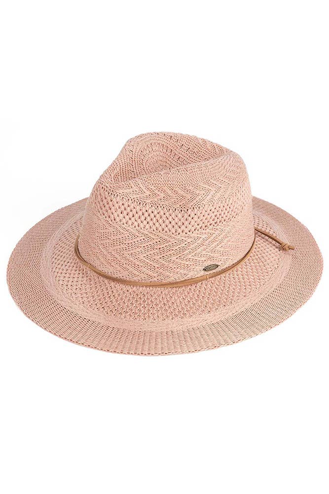 Hana - C.C Multi Pattern Suede String Band Panama Sun Hat