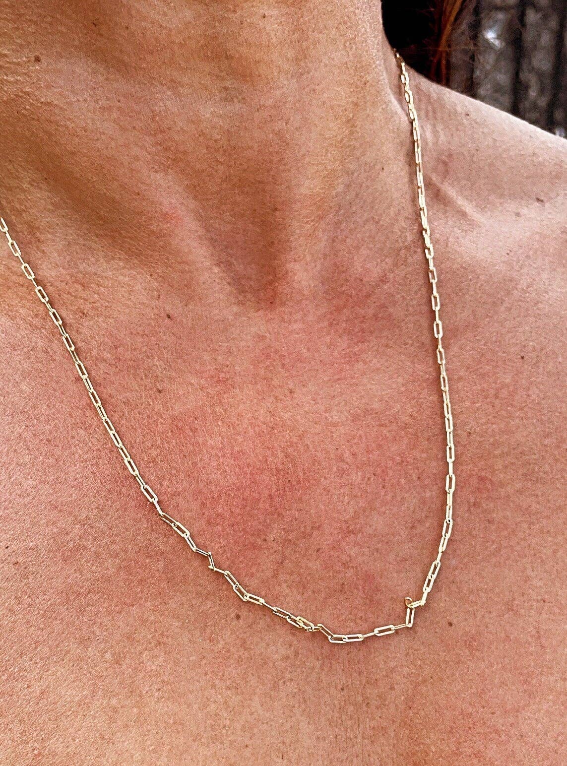 Milie Jewels - 18k Gold Filled 2mm Dainty Paper Clip Chain Necklace for Who