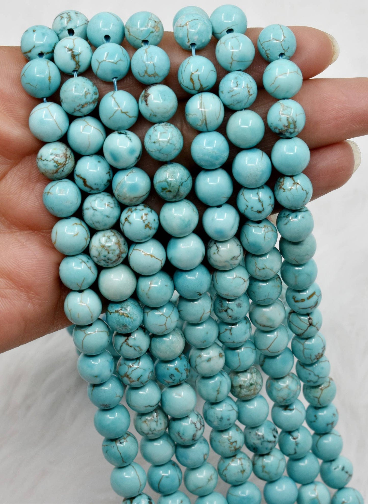 Soothing Crystals - Turquoise Howlite Round Bead 4,6,8,10mm Crystal Beads Strand