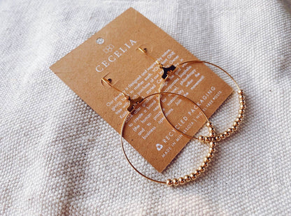 Cecelia Designs Jewelry - Hepburn Elegant Pearl or Gold Beaded Hoop Earrings