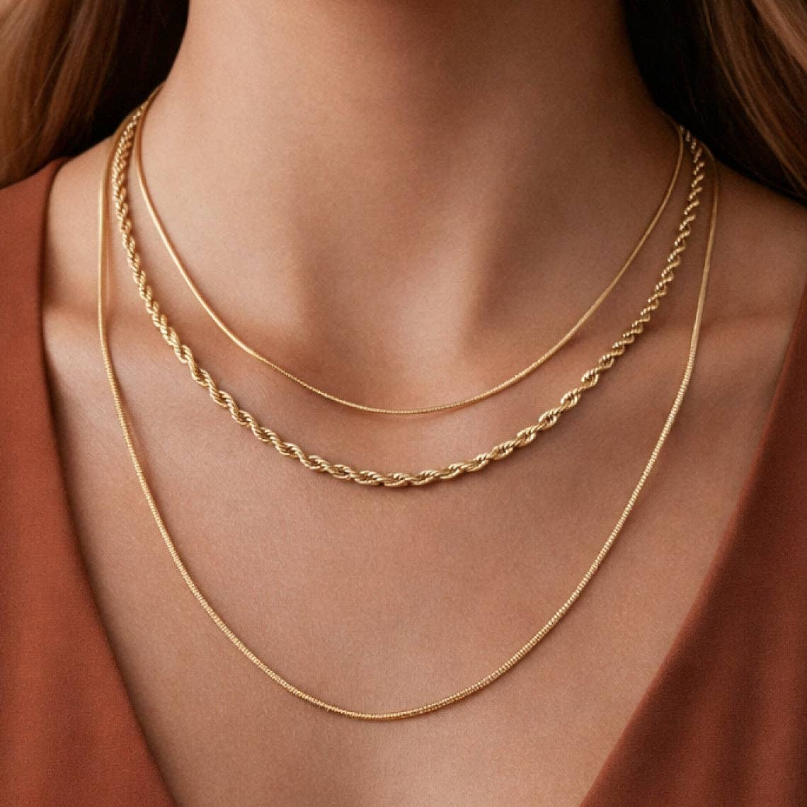 MA211 Mia Accessories - 18K Gold Plated Waterproof Stainless Steel Chain Necklace - 7050