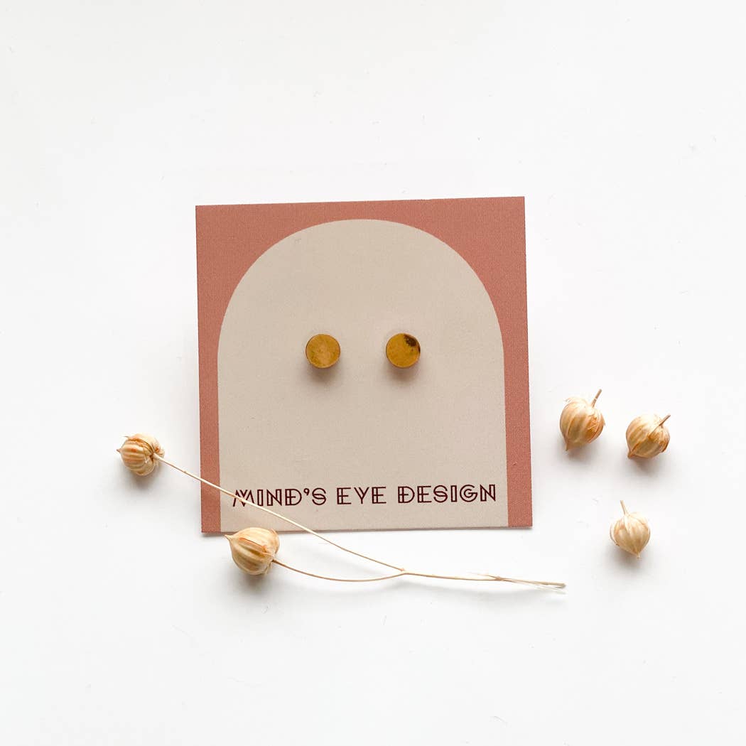 Mind's Eye Design - Gold Circle Stud Earrings