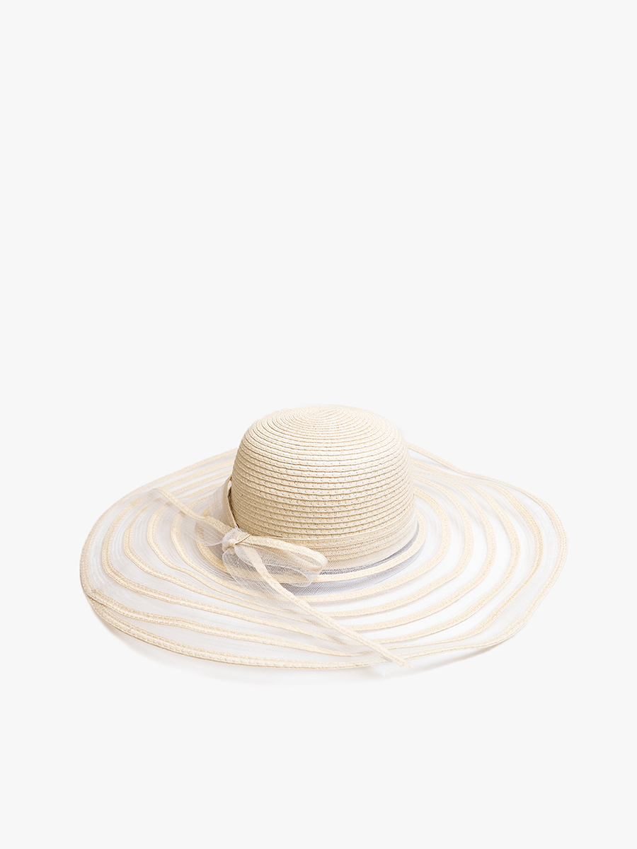 Jen & Co. - HAT2498 Margaret Two-Toned Straw Hat w/ Bow