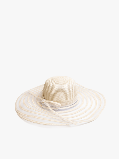 Jen & Co. - HAT2498 Margaret Two-Toned Straw Hat w/ Bow