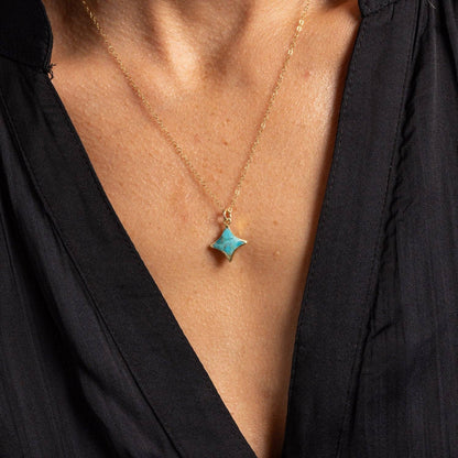 Soul & Little Rose - Turquoise Gold Four Point Star Necklace 14k Gold Filled Adjustable chain