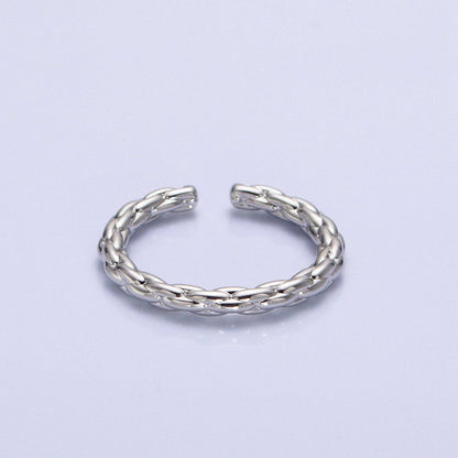 Aim Eternal - Dainty Gold Rope Ring Open Adjustable Silver Thin Ring