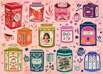 Outset Games and Cobble Hill Puzzles - Tea Tin Treasures 1000pc puzzle