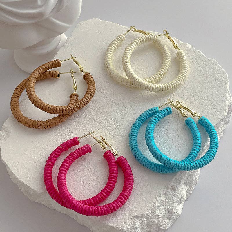 Dipped Shop - Vintage Cool Rattan Circle Hoop Earrings DPJE1719