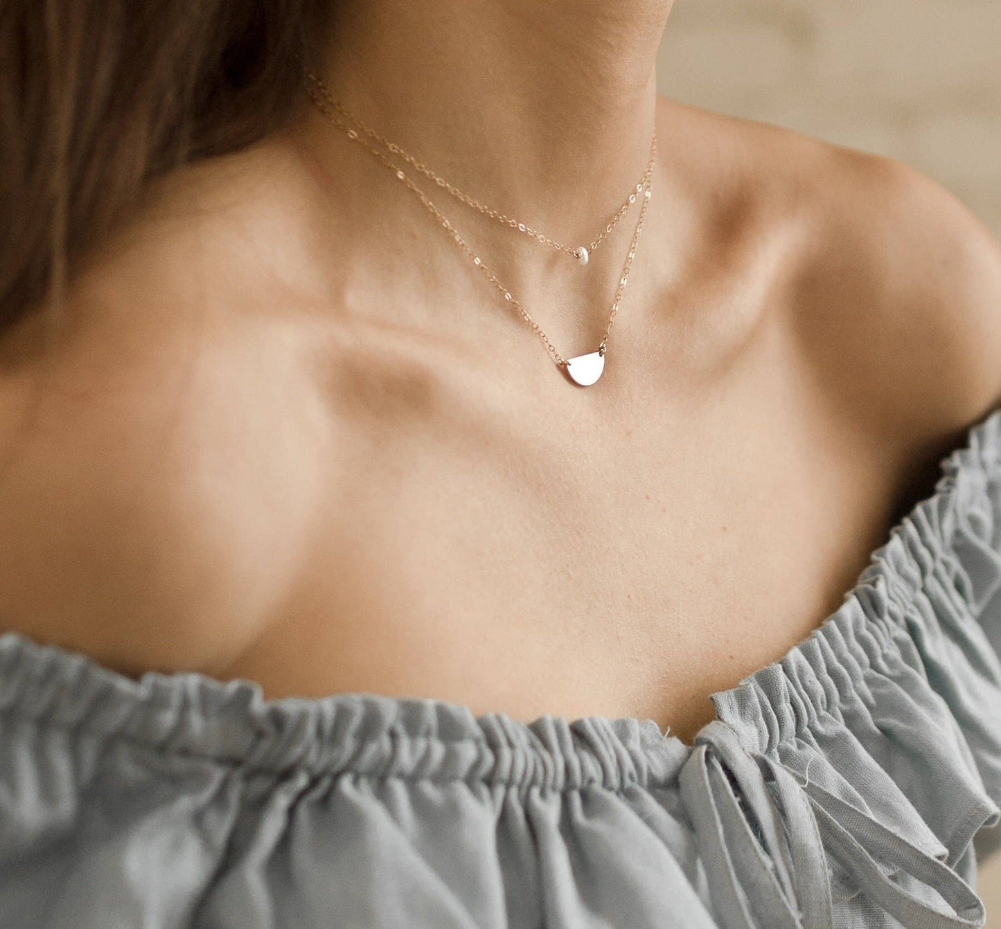 Token Jewelry - Mini Pearl Necklace in 14k Gold Fill or Sterling Silver