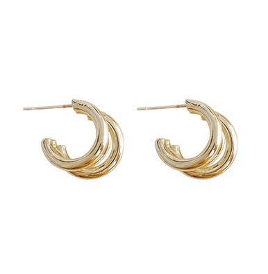 Melange Blanc - E117 triple hoop earrings, gold hoops, hoop earrings