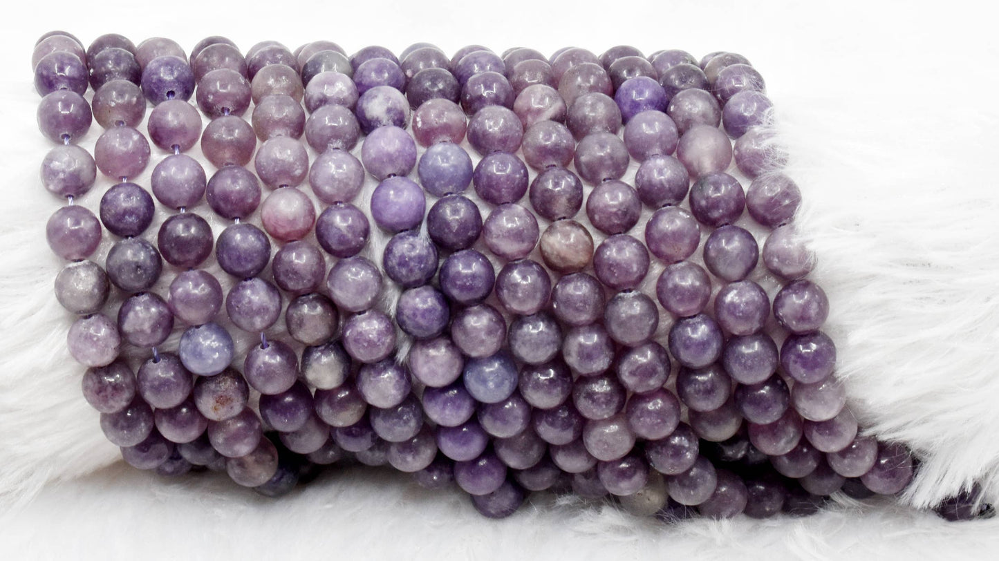 Soothing Crystals - Lepidolite Round Beads, 6mm, 8mm,10mm Project For Beads