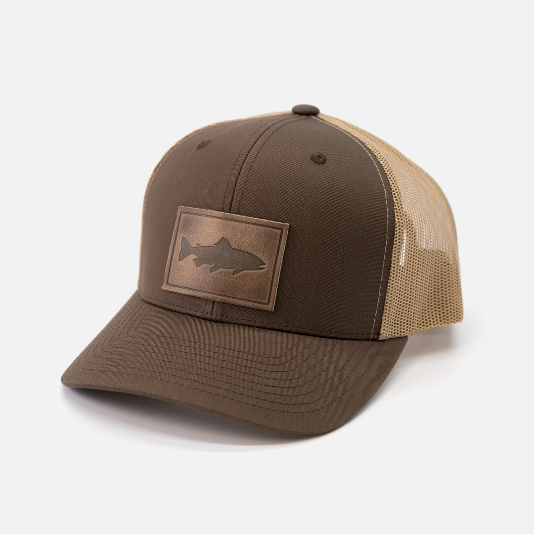 Range Leather Co. - Trout Hat - Leather Patch Trucker Cap