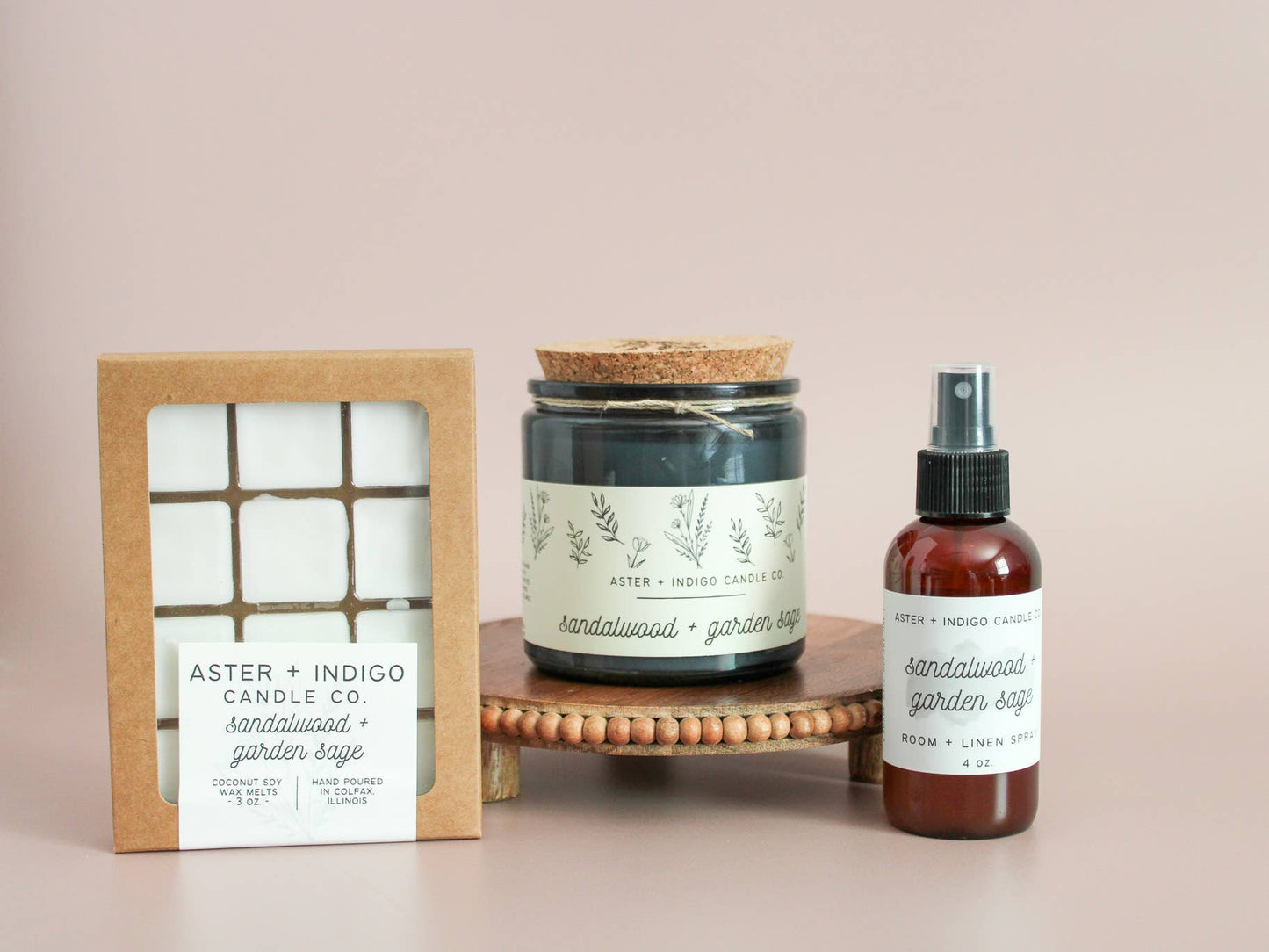 Aster + Indigo Candle Co. - Sandalwood + Garden Sage | Summer Candle