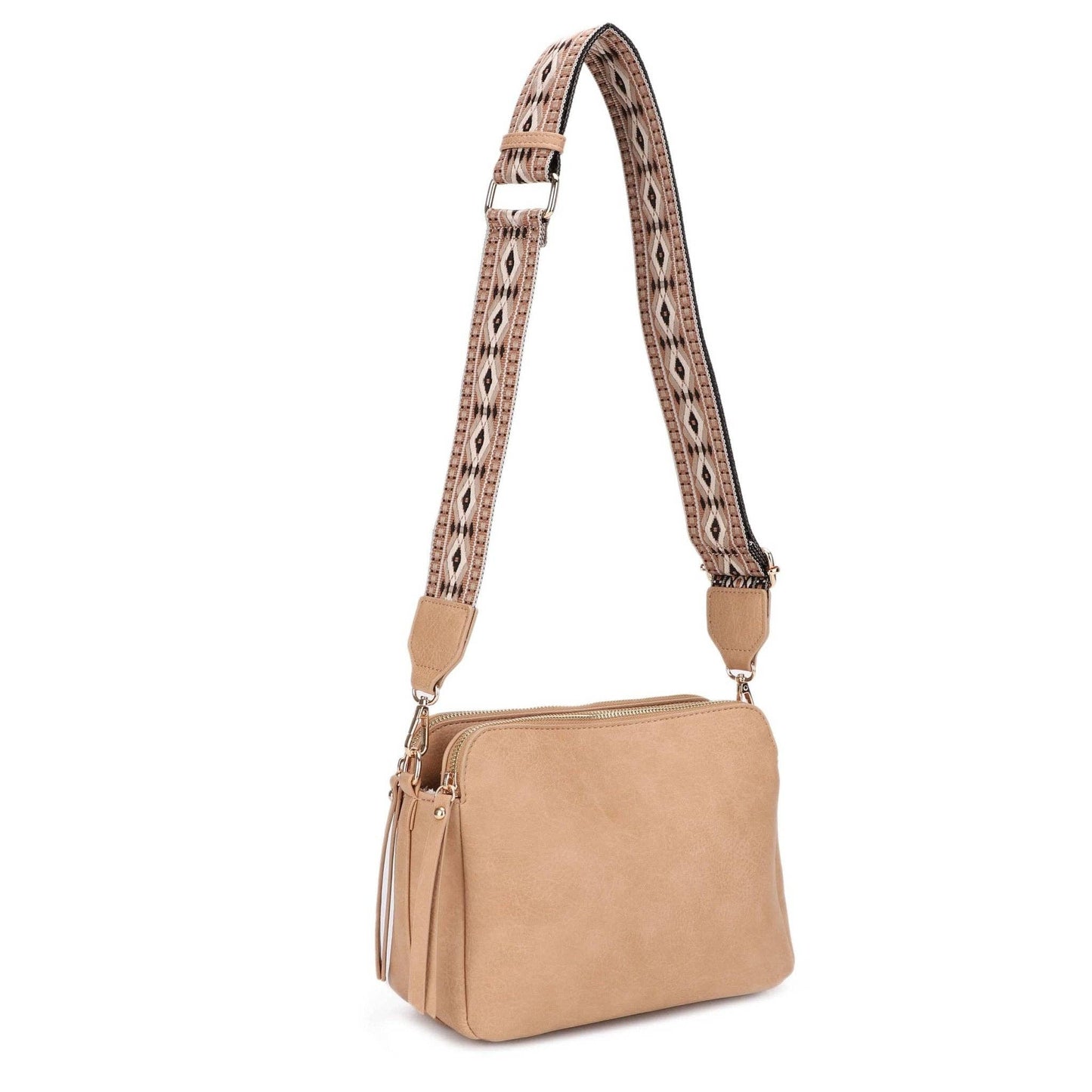 MiMi Wholesale - EJ60197 Mila 3 Compartment Crossbody Bag With Guitar Strap