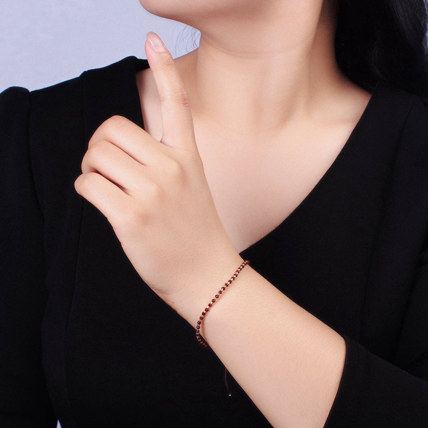 Aim Eternal - 14K Gold Filled Garnet Multifaceted Red Rope Adjustable Friendship Bracelet | WA-2016 ~ WA-2164
