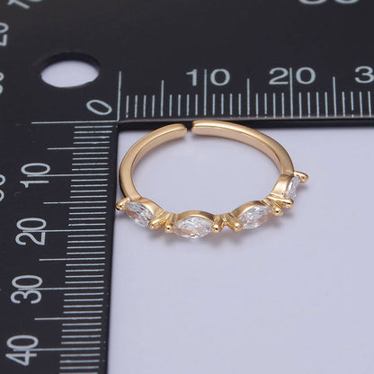 Aim Eternal - Elegant Clear Ellipse CZ Crystal Minimalist Gold Ring O2150