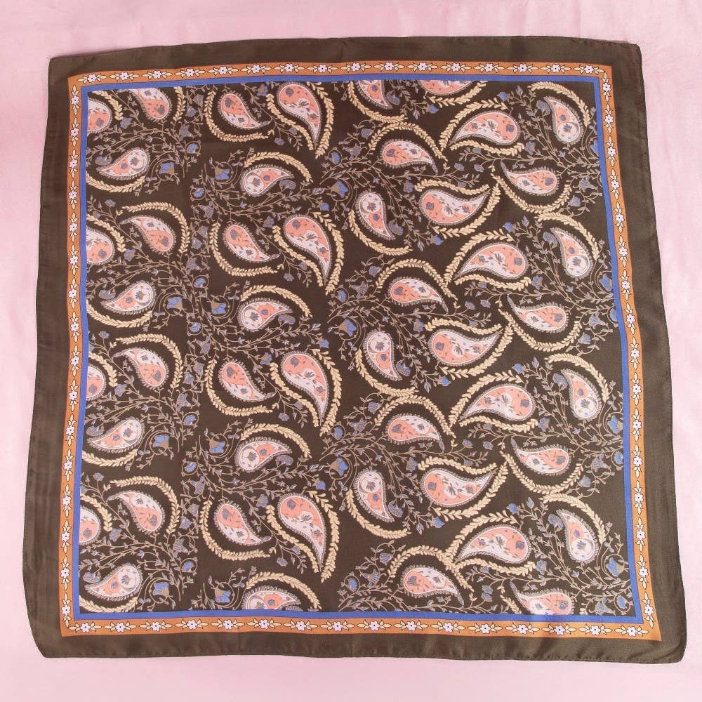 Anarchy Street - Paisley Floral Print Satin Square Scarf