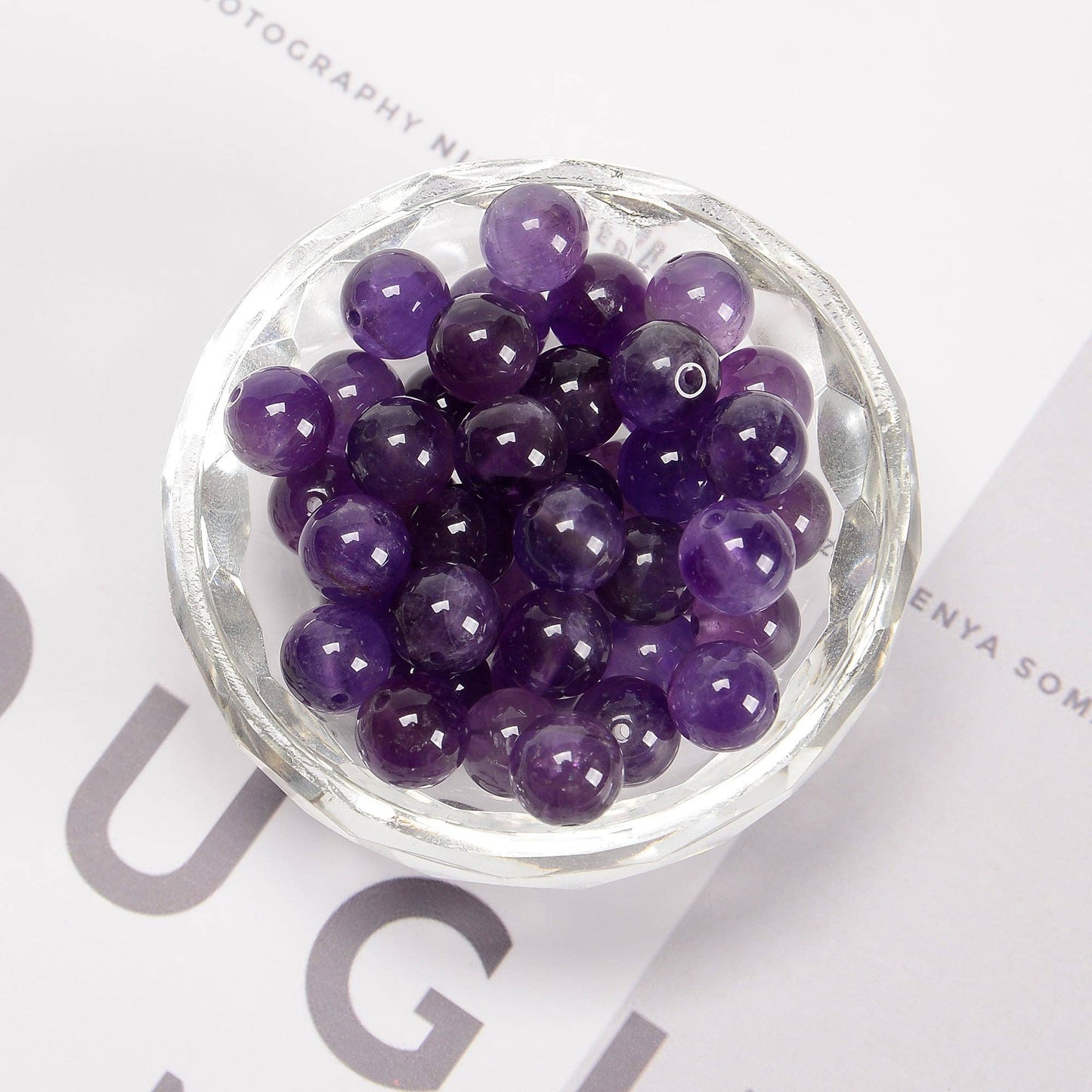 CRCBEADS - Natural Amethyst Smooth Round Beads 4mm 6mm 8mm 10mm 12mm Approx 15.5" Strand