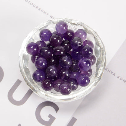 CRCBEADS - Natural Amethyst Smooth Round Beads 4mm 6mm 8mm 10mm 12mm Approx 15.5" Strand