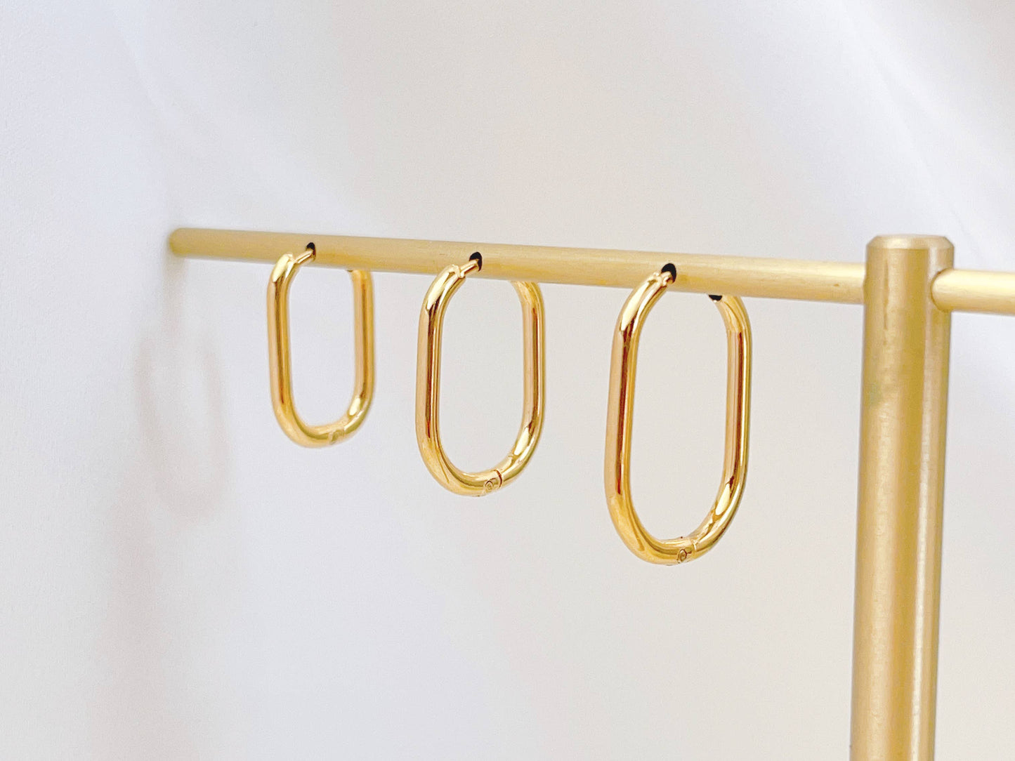 Melange Blanc - E080 rectangle hoop, hoop earring, rectanglehoop earring