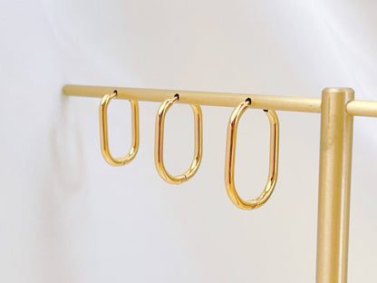Melange Blanc - E080 rectangle hoop, hoop earring, rectanglehoop earring