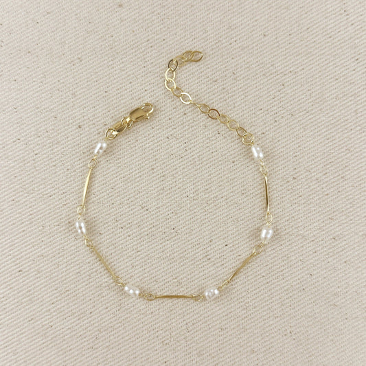 GoldFi - 18k Gold Filled Pearl Bead & Straw Bracelet