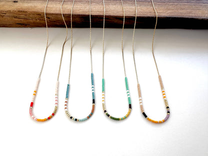 Ocean Breakup - Thin Beaded Necklace - Color Mix Collection