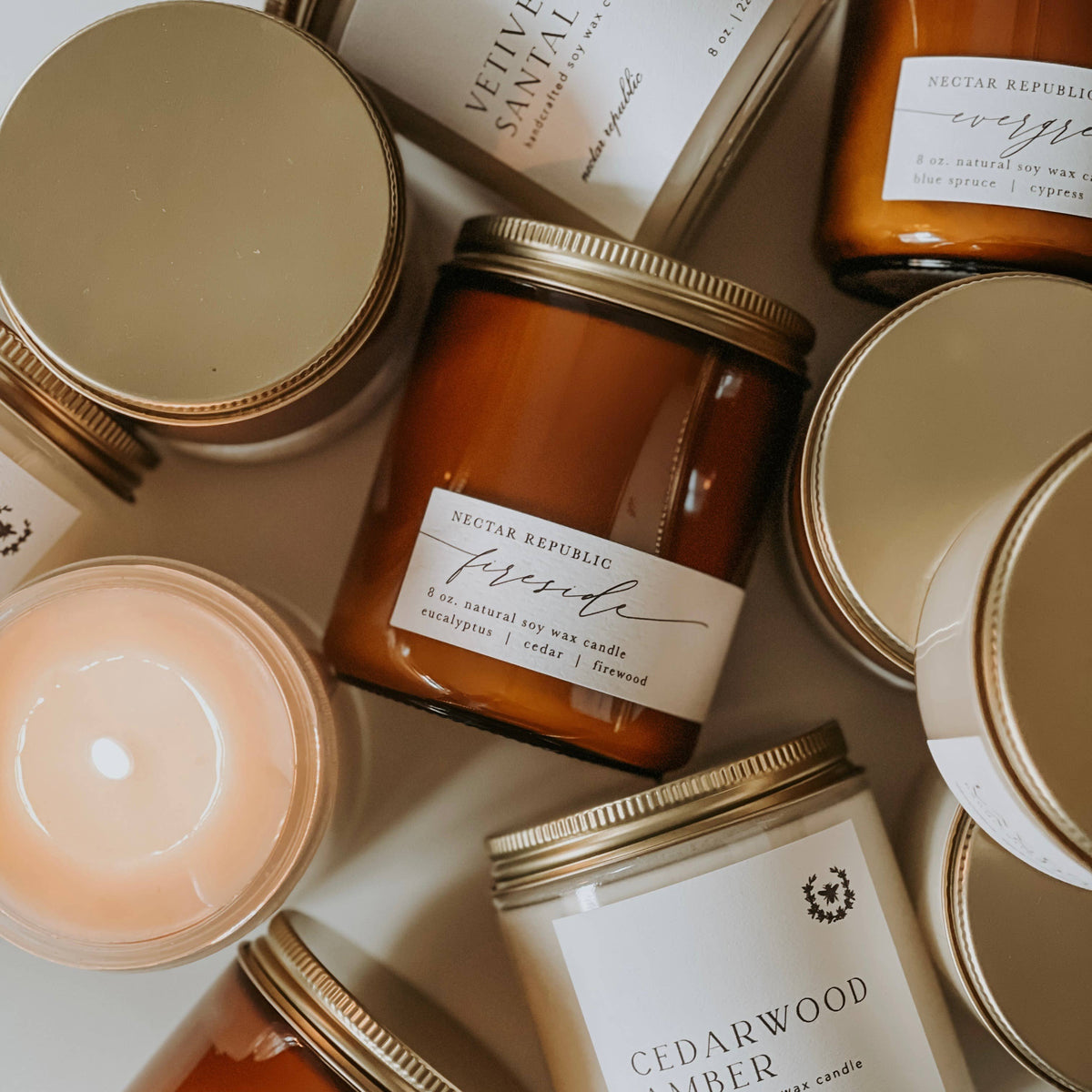 NP103 Nectar Republic - Cedarwood Amber Jar Soy Candle | fall masculine cozy woodsy