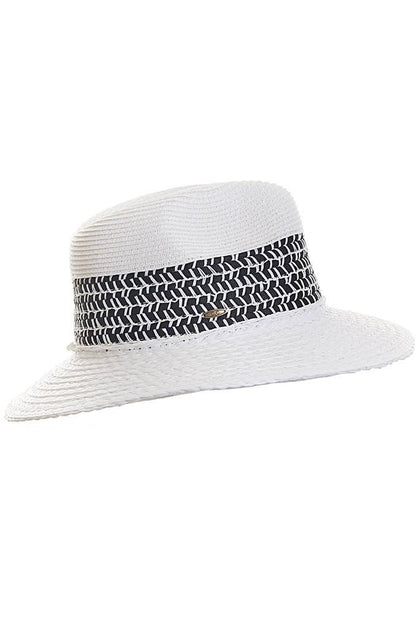 Hana - C.C Paper Straw Panama with Whip Stitches on Woven Trim