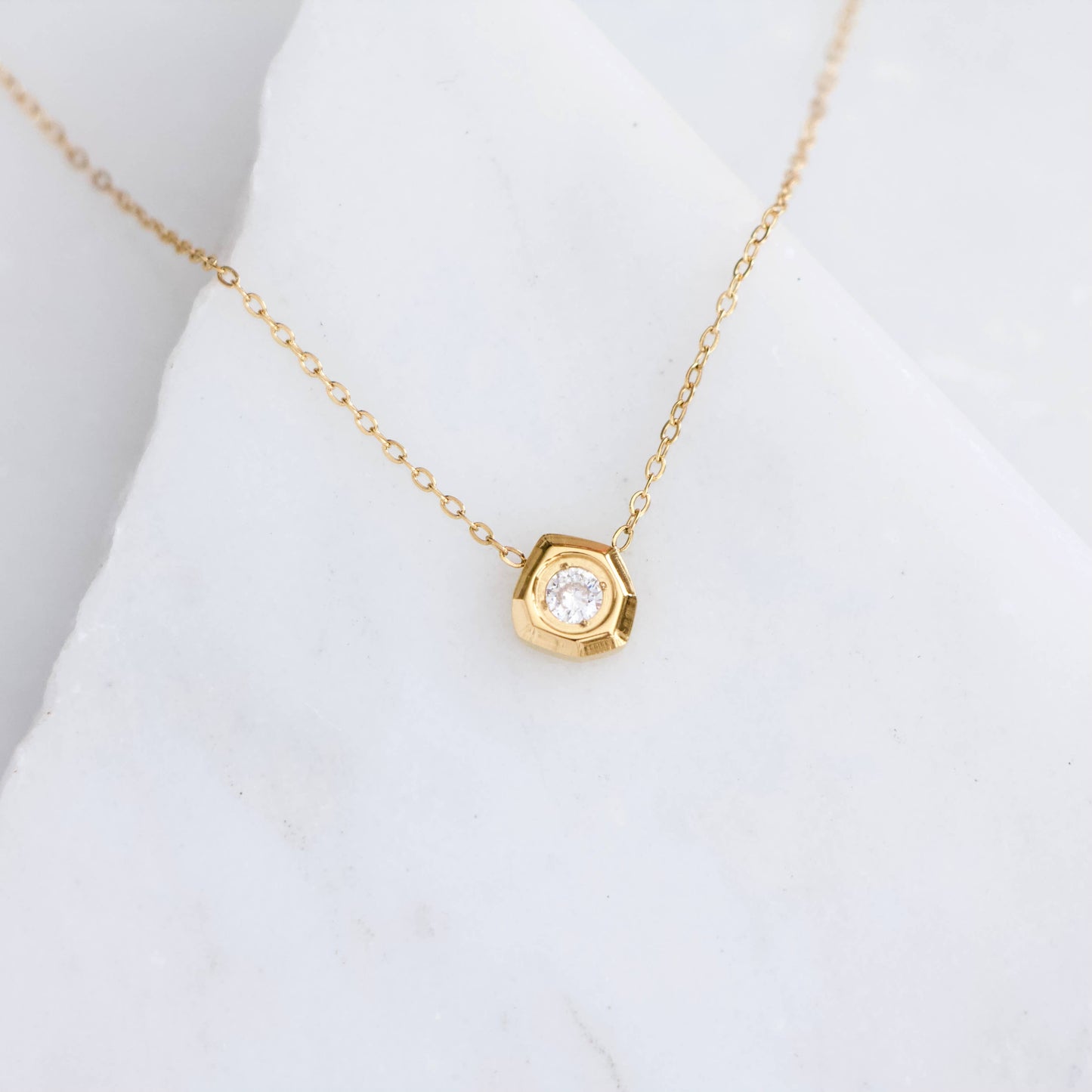 Mesa Blue - Zircon Geometric Nugget Necklace - Waterproof