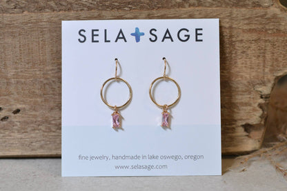 Sela+Sage - Baguette CZ, Rectangular Drops with Lightweight Circles